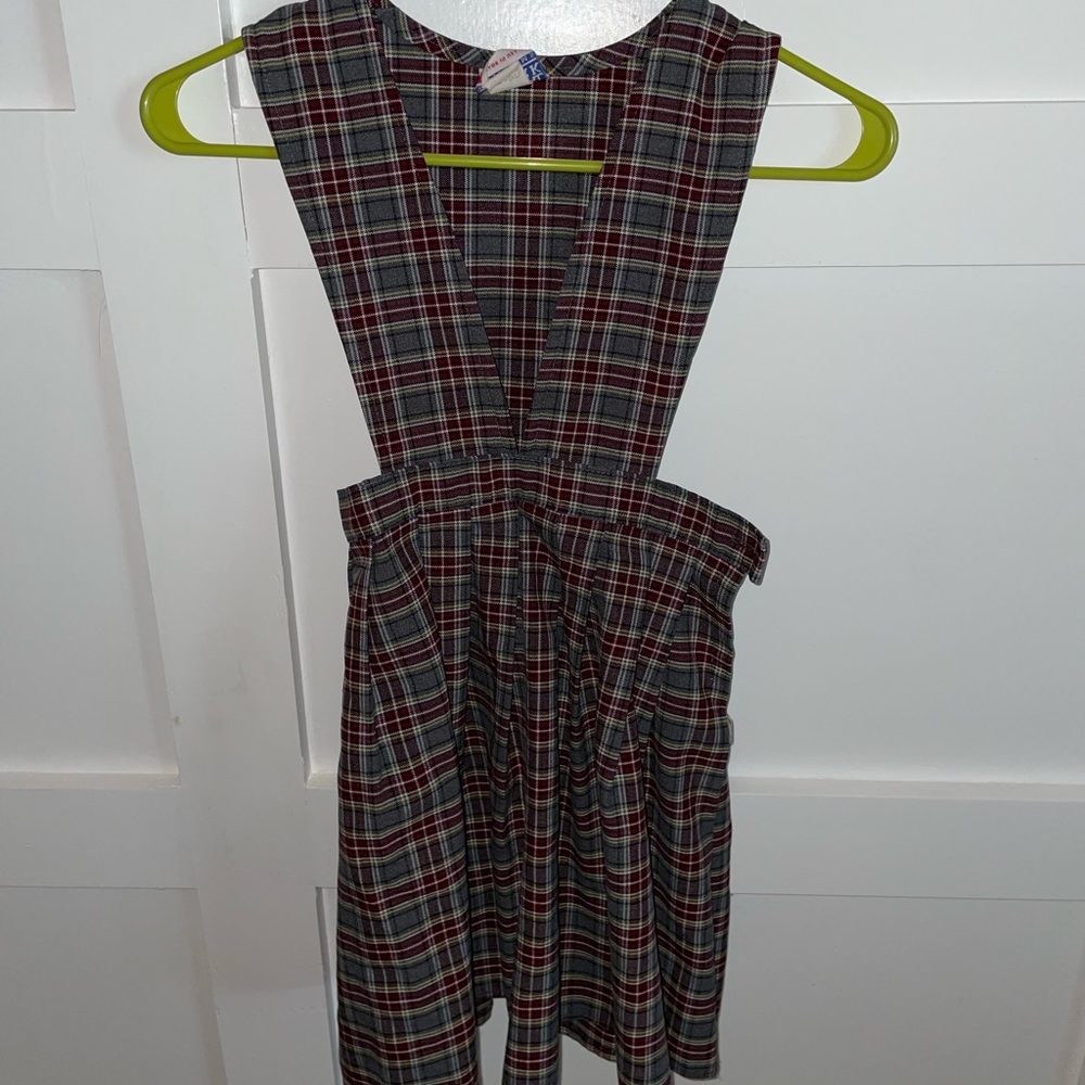 Royal Park School Uniforms Burgundy Yellow Gray Plaid Girls Jumper Dress Size 10